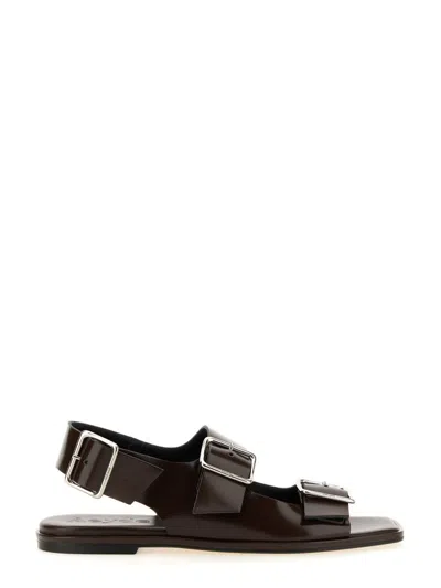 Aeyde Mini Sandal With 3 Cm Heel In Dark Brown