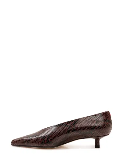 Aeyde Mini Snake Print Heels In Port