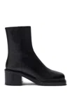 Aeyde Minimalist Black Calf Leather Boots With Square Toe In Black
