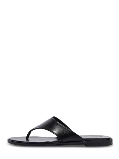 Aeyde Minimalist Wide Strap Toe Post Sandals In Black