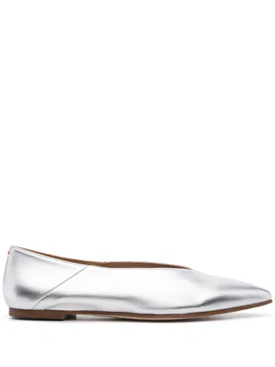 Aeyde Moa Ballet Flats In Silver