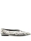 Aeyde Moa Snake Print Goat Leather Creamy Shoes In Beige