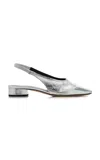Aeyde Womens Silver Dua Slingback Leather Flats Eur 40.5 / 7.5 Uk In Silver