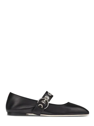 AEYDE NAPPA LEATHER FLATS WITH CIRCULAR HARDWARE DETAIL