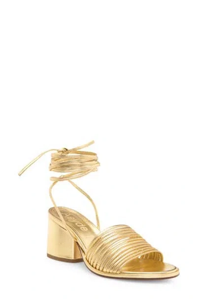 Aeyde Natania Ankle Strap Sandal In Laminated Gold