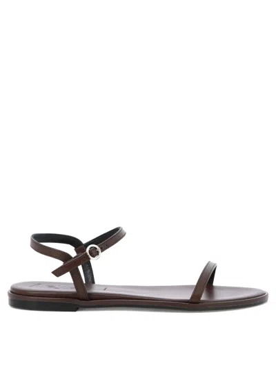 Aeyde Nettie Leather Sandals In Brown