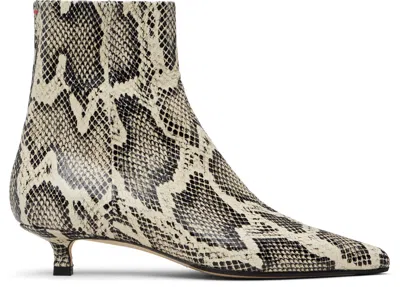 AEYDE OFF-WHITE & BLACK SOFIE LEATHER ANKLE BOOTS