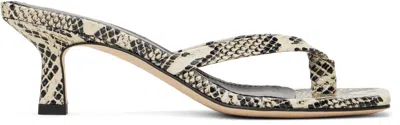 Aeyde Off-white & Black Wilma Leather Toe-post Heeled Sandals
