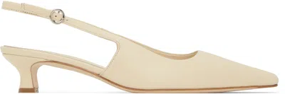 AEYDE OFF-WHITE CATRINA LEATHER SLINGBACK HEELS