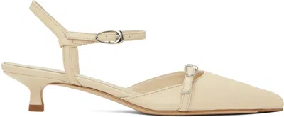 Aeyde Off-white Melia Leather Kitten Heels In Creamy