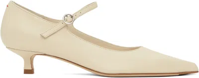 Aeyde Off-white Polina Nappa Leather Heels In Creamy