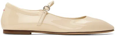 Aeyde Uma Metallic Mary Jane Ballerina Flats In Beige