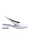 Aeyde Womens Silver Dua Slingback Leather Flats Eur 40.5 / 7.5 Uk In Metallic