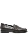 Aeyde Leather Loafers With Penny Strap And Round Toe In Brown