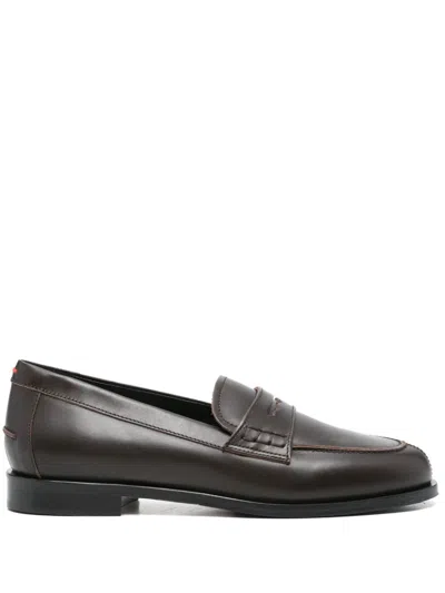 Aeyde Oscar 25 Leather Loafers In Brown