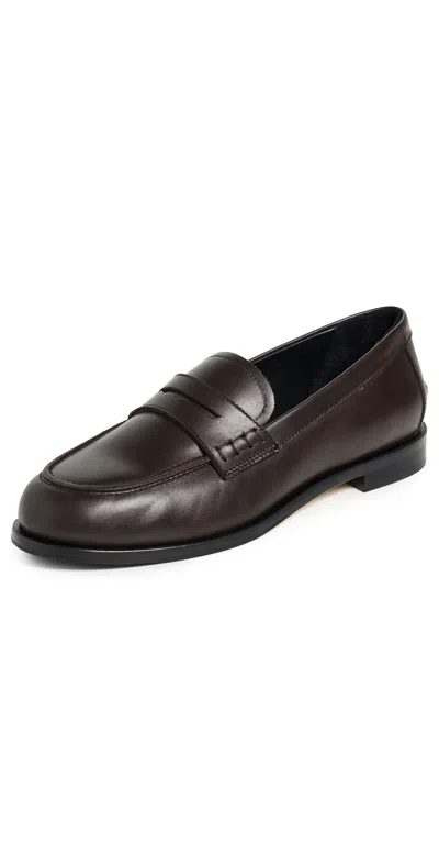 Aeyde Oskar Leather Loafers Moka In Brown