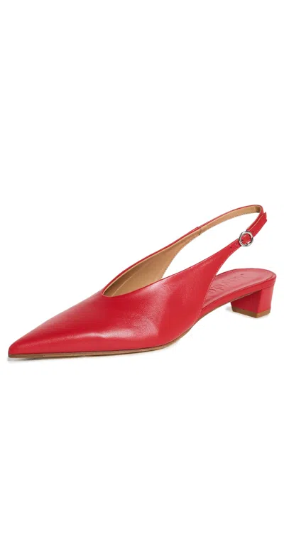 Aeyde Oti Leather Point-toe Slingback Pumps In Red