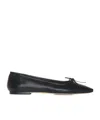Aeyde Womens Dark Brown Delfina Bow-embellished Velvet Ballet Flats In Black