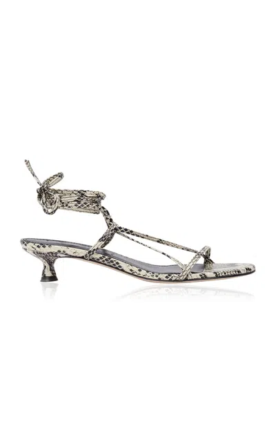 Aeyde Paige Lace-up Snake-effect Leather Sandals In Animal