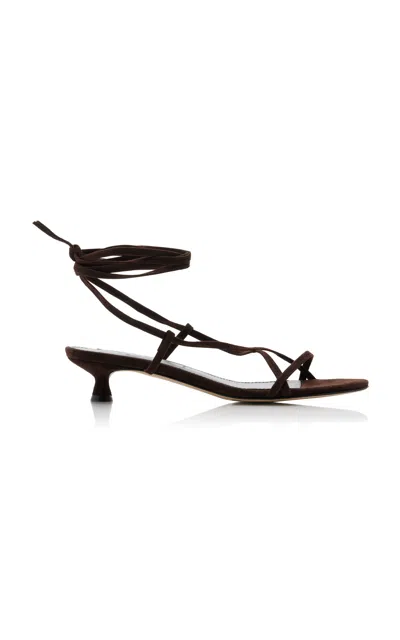 Aeyde Paige Lace-up Suede Sandals In Brown