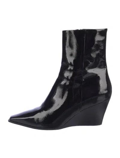 Pre-owned Aeyde Patent Leather Boots In Black