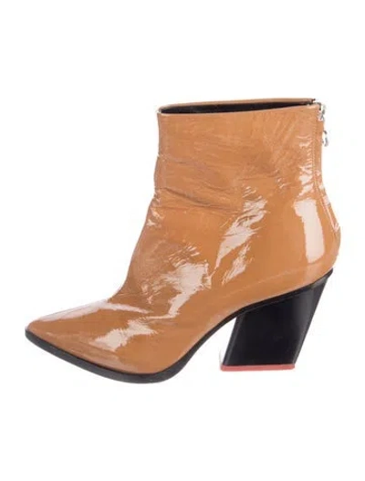 Pre-owned Aeyde Patent Leather Boots In Brown