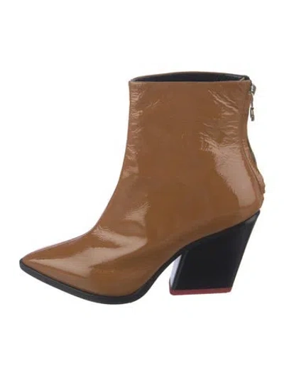 Pre-owned Aeyde Patent Leather Boots In Brown