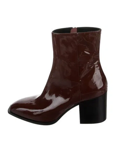 Pre-owned Aeyde Patent Leather Boots In Burgundy