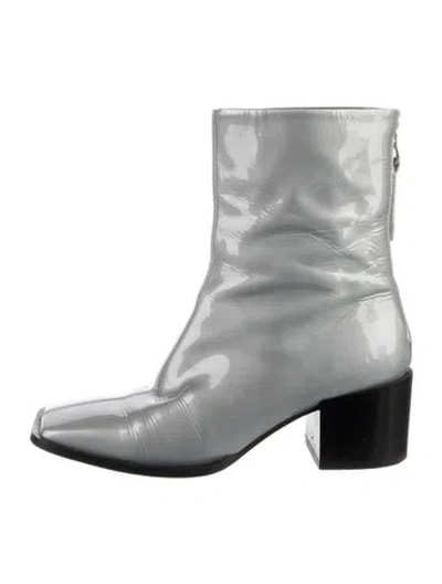 Pre-owned Aeyde Patent Leather Boots In Silver