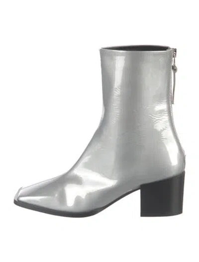 Pre-owned Aeyde Patent Leather Boots In Silver