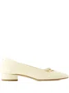 Aeyde Patent-leather Bow Flats In Neutral