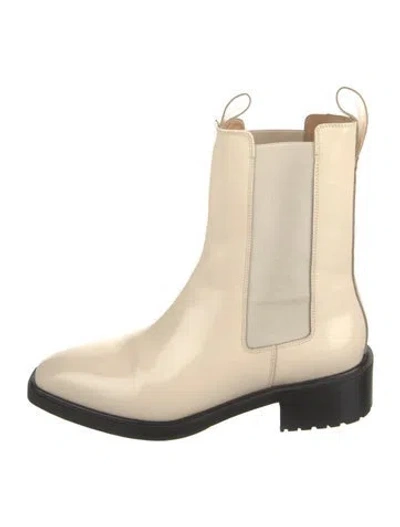 Pre-owned Aeyde Patent Leather Chelsea Boots In Neutral
