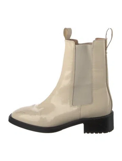 Pre-owned Aeyde Patent Leather Chelsea Boots In Neutral