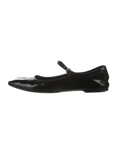 Pre-owned Aeyde Patent Leather Mary Jane Flats In Black