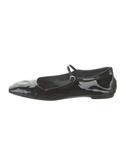 Pre-owned Aeyde Patent Leather Mary Jane Flats In Black