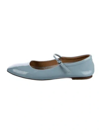 Pre-owned Aeyde Patent Leather Mary Jane Flats In Blue