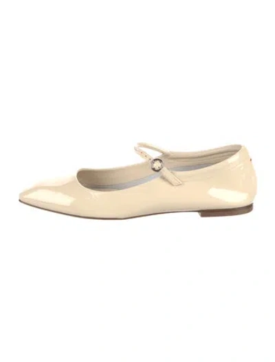Pre-owned Aeyde Patent Leather Mary Jane Flats In Neutral