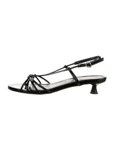 Pre-owned Aeyde Patent Leather Sandals In Black