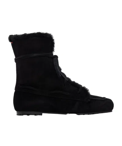 Aeyde Black Paul Shearling Ankle Boots In Multi