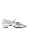 Aeyde Pippa Crushed Metallic Leather Mary Jane Pumps In Silver