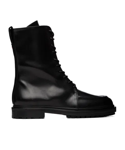 Aeyde Plain Colour Leather Ankle Boots In Black