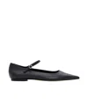 Aeyde Cleo Glossed Leather Flats In Black