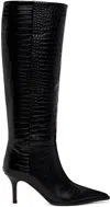Aeyde Black Tula Leather Tall Boots In Black
