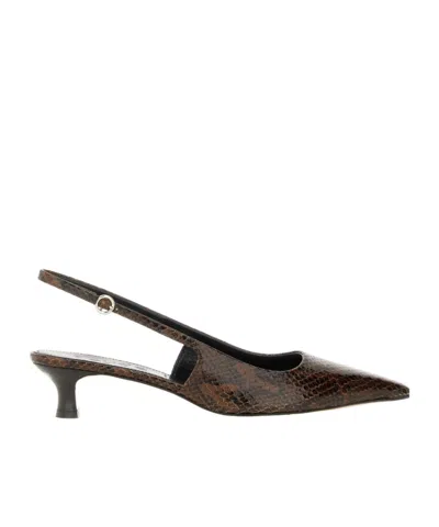 Aeyde Catrina 40 Snake-effect Leather Slingback Pumps In Black