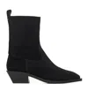 Aeyde Luis 35mm Square Toe Block In Leatherheel Ankle Boot In Black