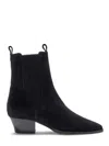 Aeyde Pointed Toe Ankle Boots With Elastic Side Panels In Black