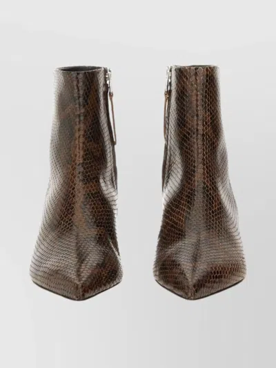 Aeyde Pointed Toe Ankle Boots With Kitten Heel In Brown