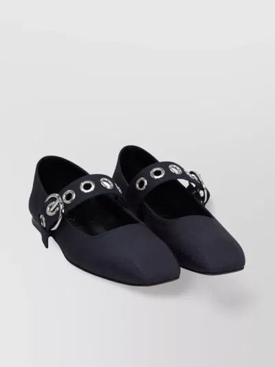 Aeyde Pointed Toe Ballerina Shoes With Eyelet Detail In Black