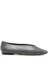 Aeyde Pointed-toe Leather Flats In Gray