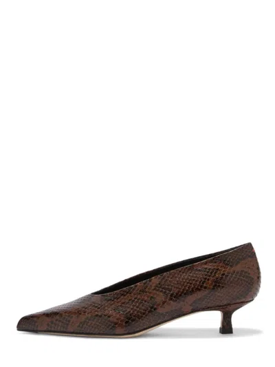 Aeyde Pointed-toe Sandals In Brown Snake Print Calf Leather